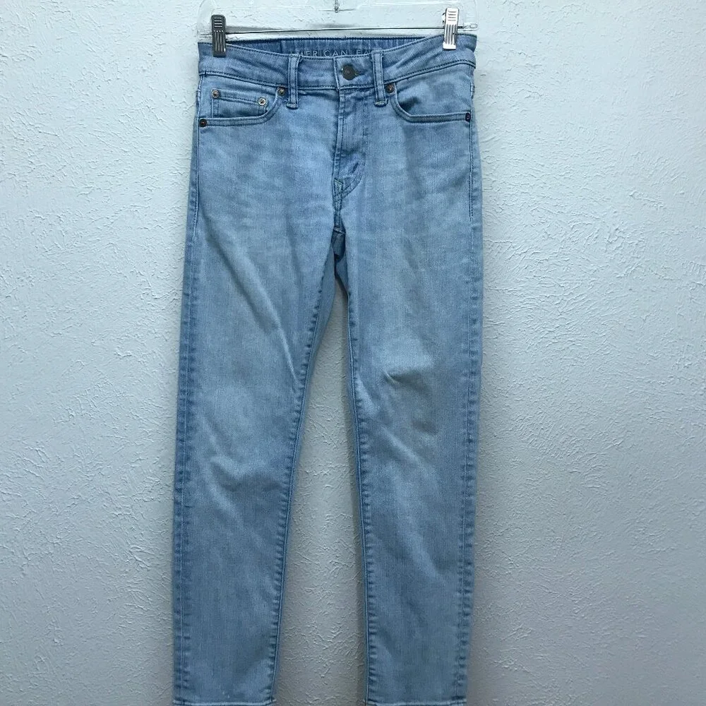 American Eagle Jeans Mens 26x28 Next Level Airflex Slim Mid Rise Light Wash‎